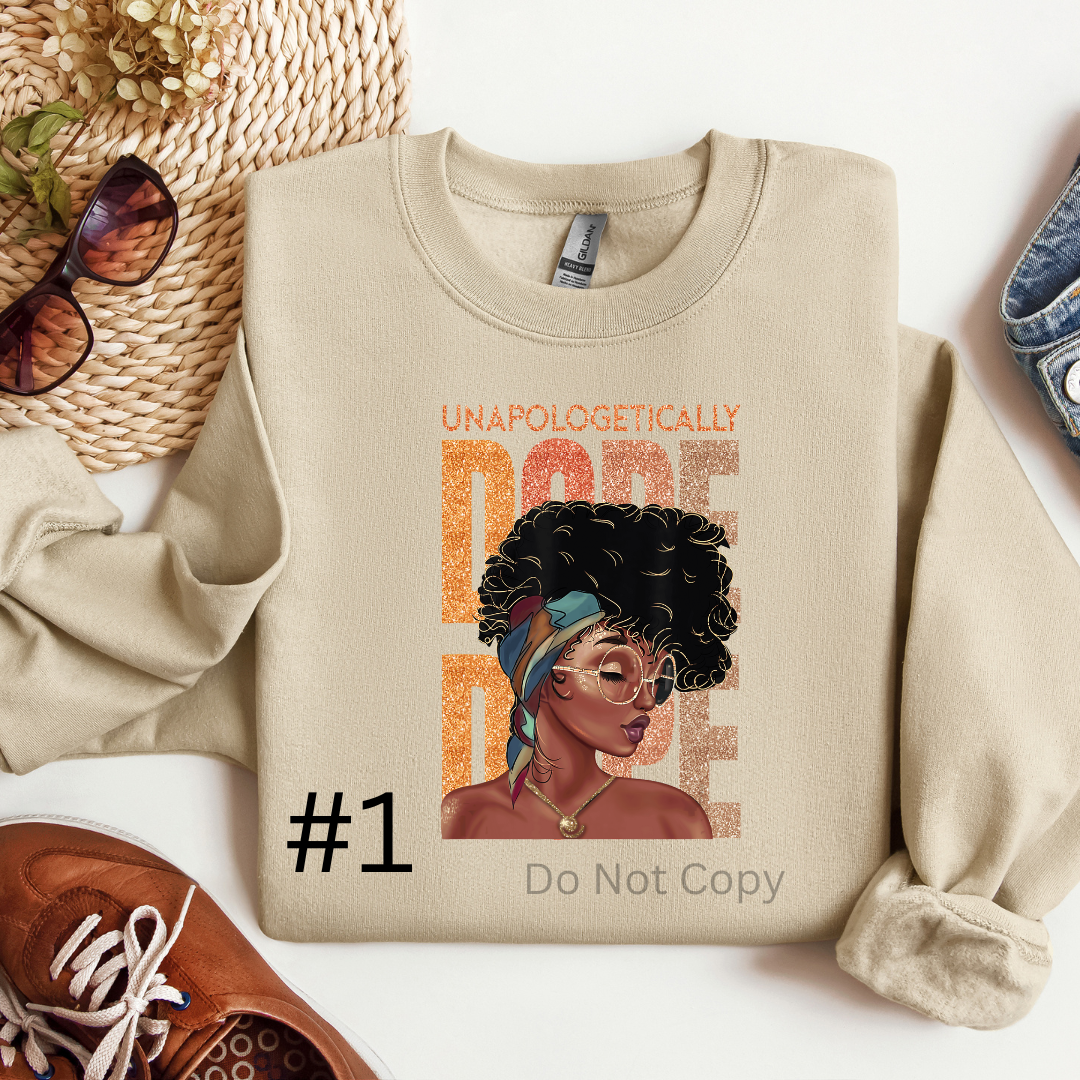 Unapologetically Dope DTF (direct to film) Print Girl with Glasses & Afro Front Side