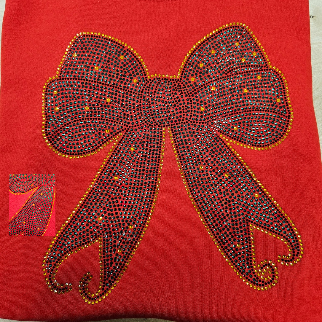 Holiday Bow Rhinestone Transfer ONLY - This is NOT a T Shirt