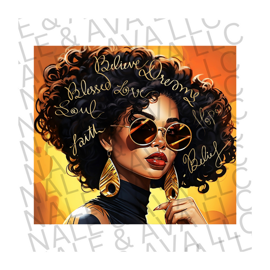 Black Woman with Glasses Affirmation Mousepad Sublimation Print front side