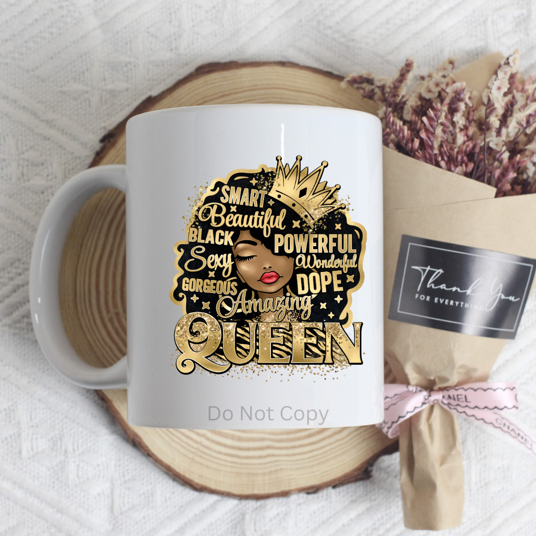 Amazing Queen UVDTF Decal on a mug