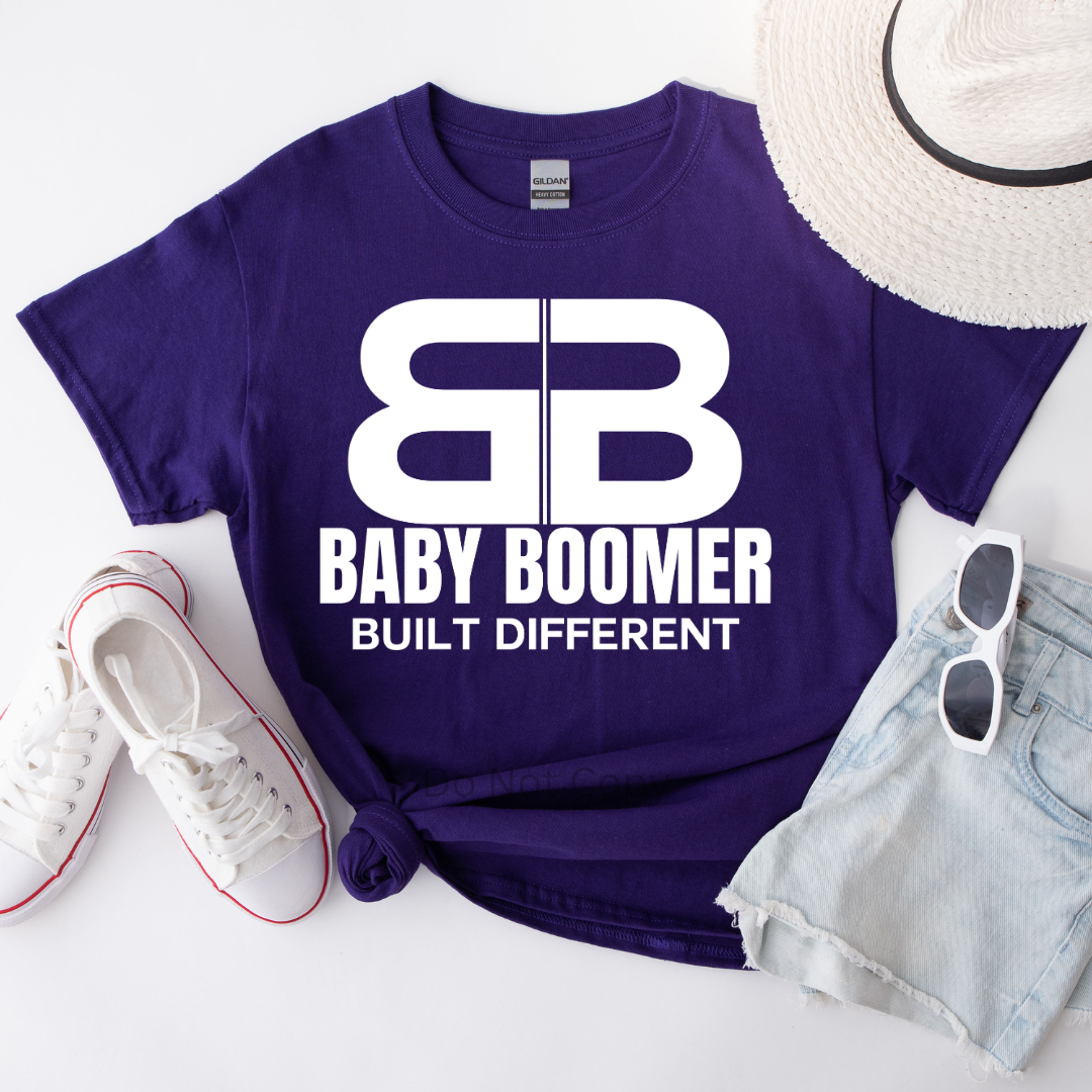 Baby Boomer Screen Print Transfer white on a tshirt
