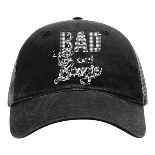 Bad & Bougie Rhinestone Patch on a hat