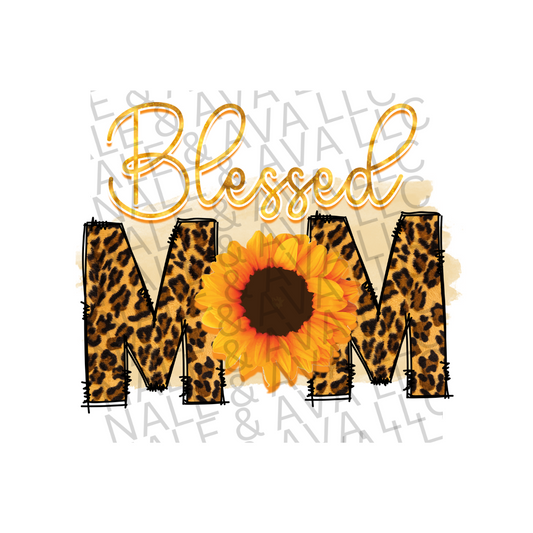 Blessed Mom Sunflower DTF (direct to film) print front side