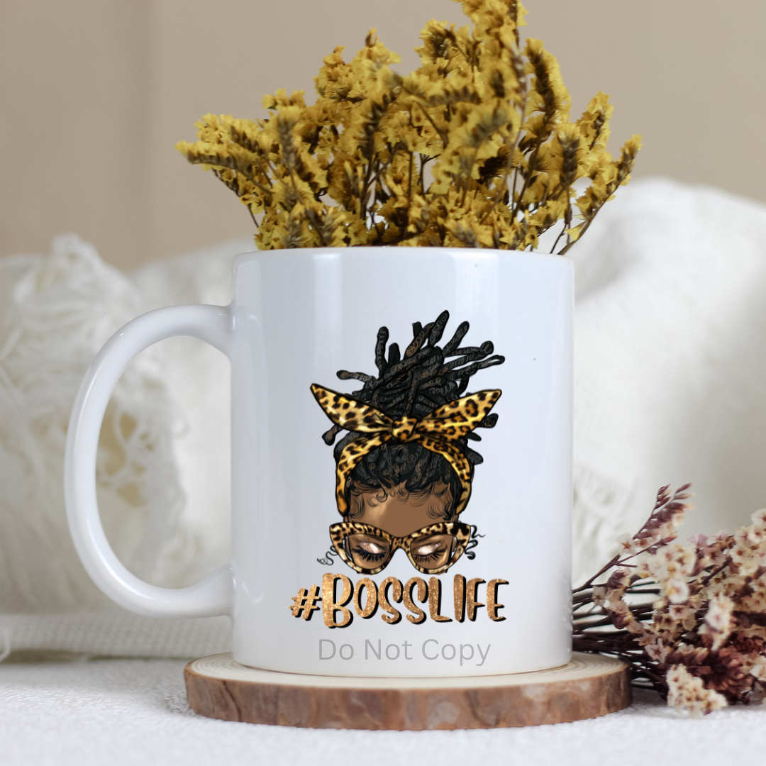 Boss Life Locs UVDTF Decal on a mug