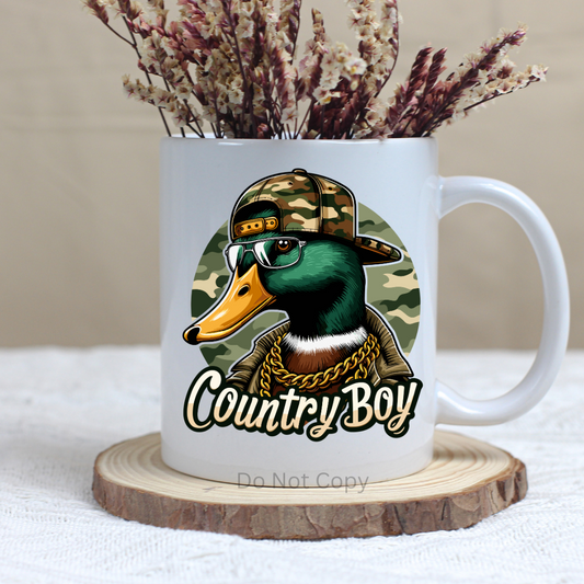 Country Boy UVDTF Decal on a mug
