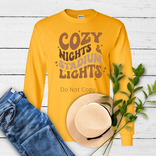 Cozy Nights & Stadium Lights DTF Transfer ONLY - This is NOT a T Shirt