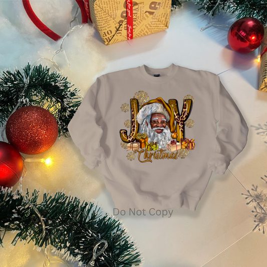 Santa Joy DTF Transfer on a tshirt