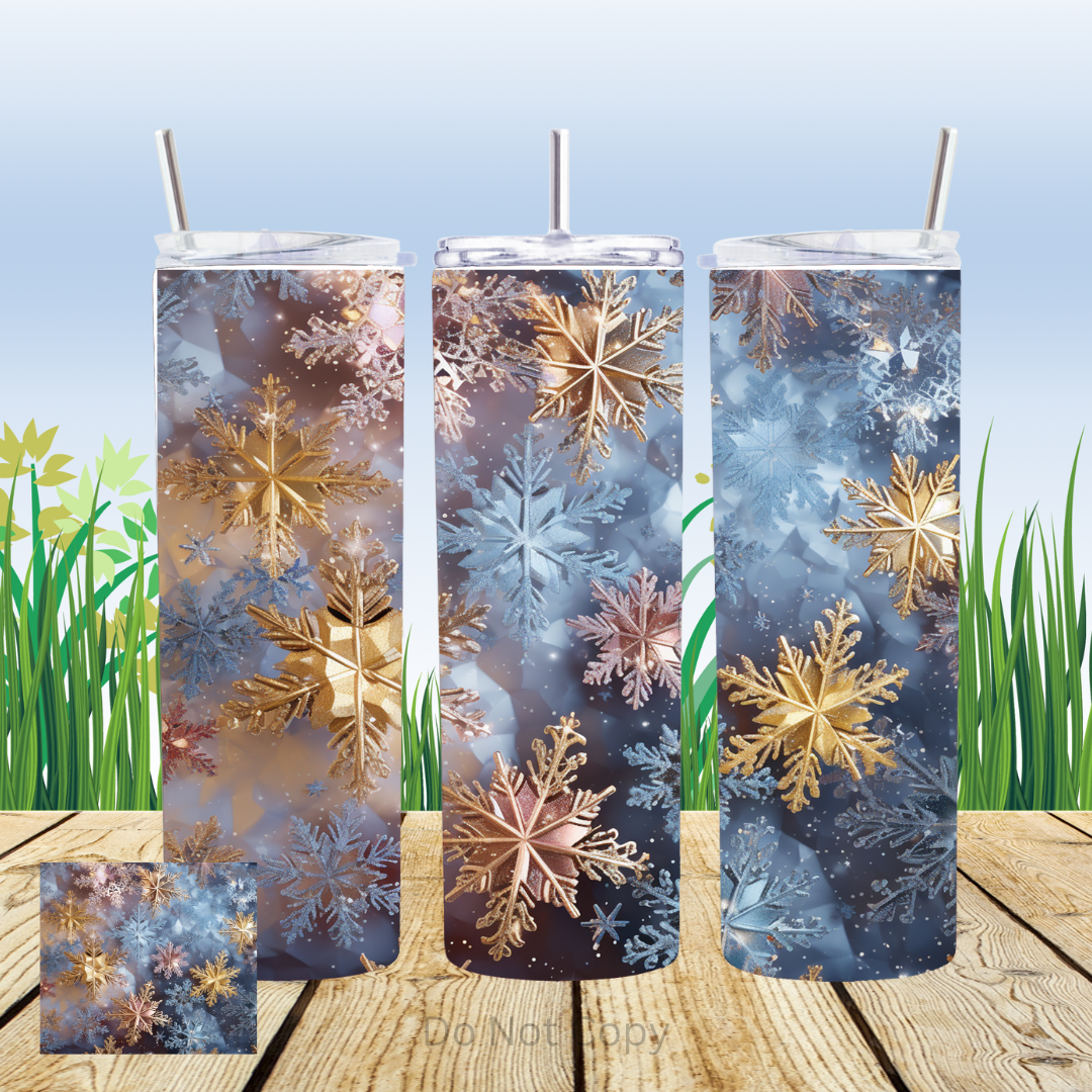 3D Snowflake 20oz Tumbler Sublimation Transfer ONLY - This is NOT a Tumbler