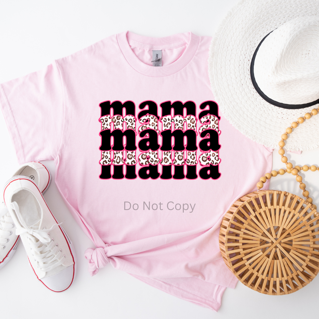 Mama Stacked DTF (direct to film) print on a tshirt