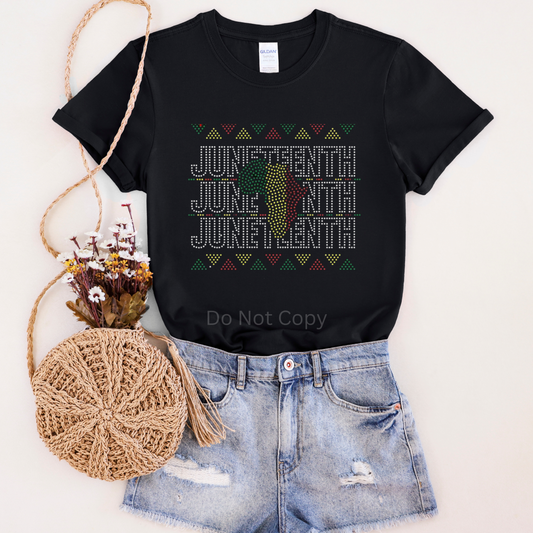 Juneteenth Rhinestone Transfer ONLY -This is NOT a T Shirt