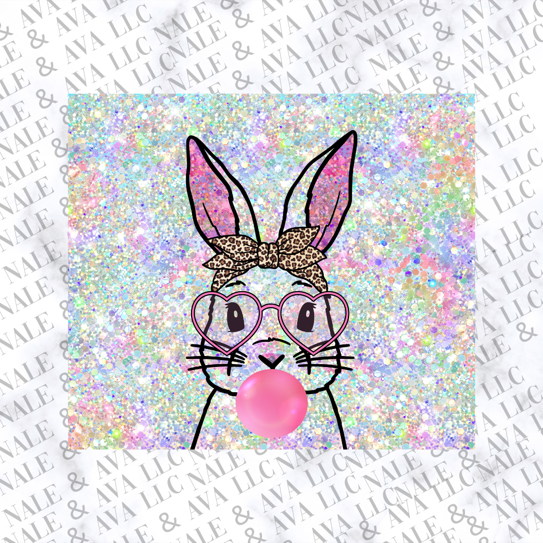 Easter Bunny Leopard Bow Sublimation Transfer Front Side