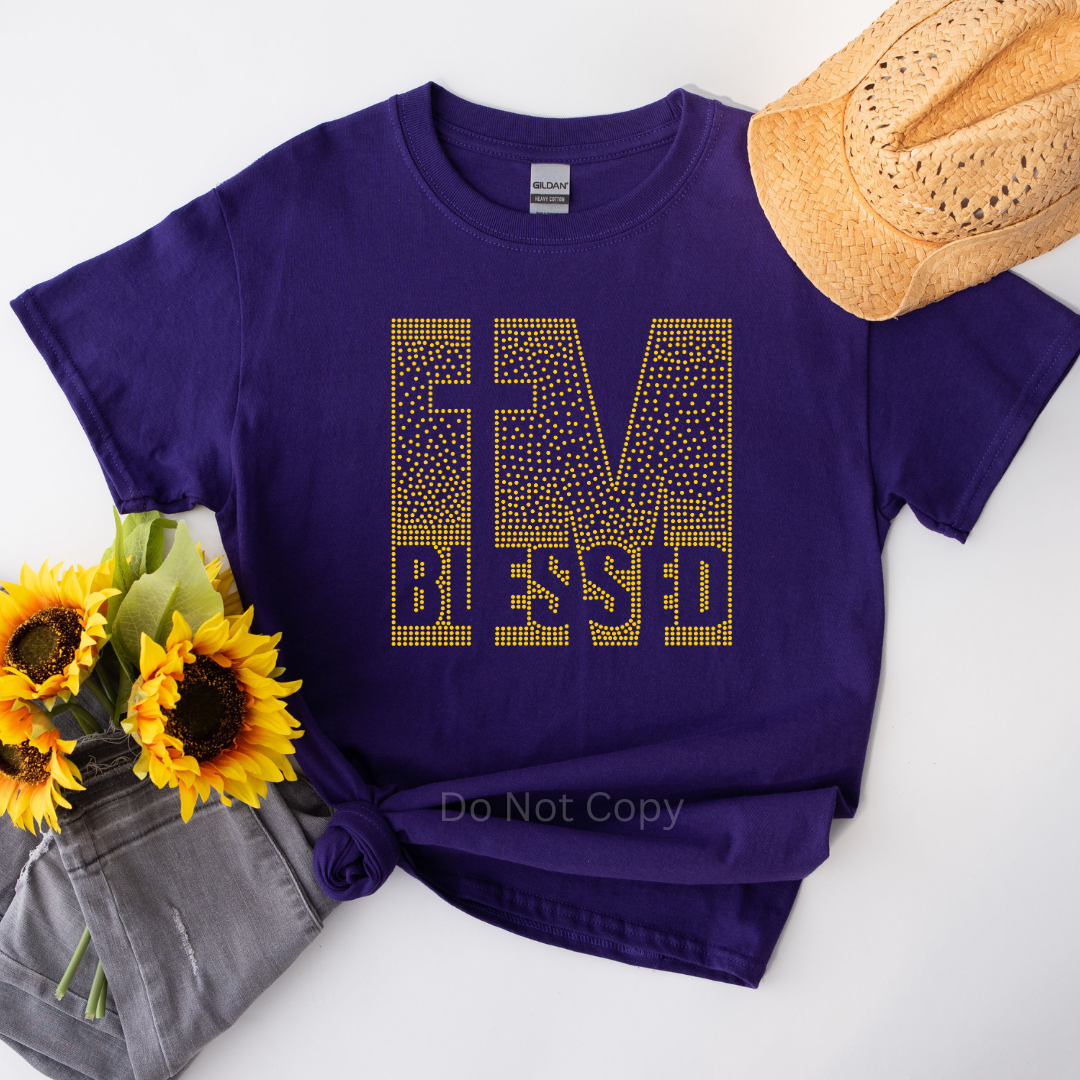 I'm Blessed Rhinestone Transfer on a tshirt