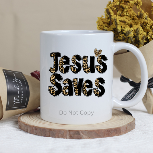 Jesus Saves UVDTF Decal on a cup