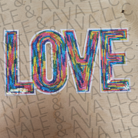 Love Sequin Patch front side