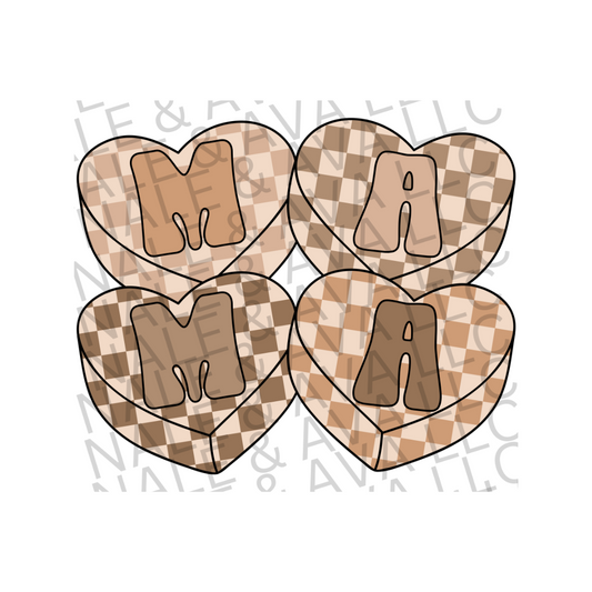 Mama Checkered Hearts DTF Transfer