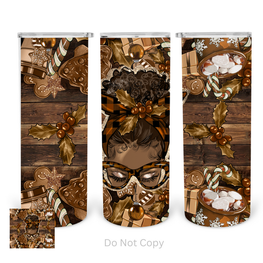 Melanin Christmas 20oz Tumbler Sublimation Transfer ONLY - This is NOT a Tumbler