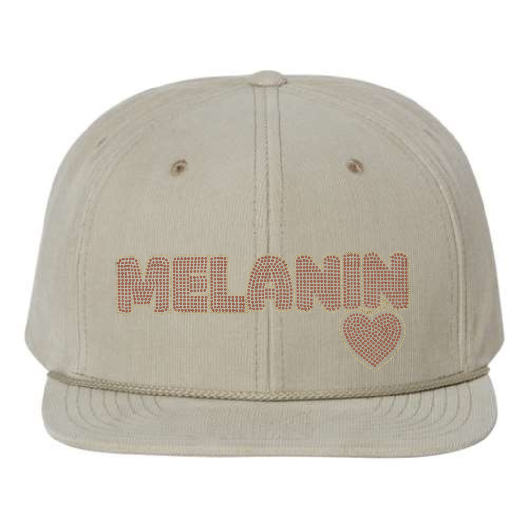 Melanin Love Heart Rhinestone Patch on hat