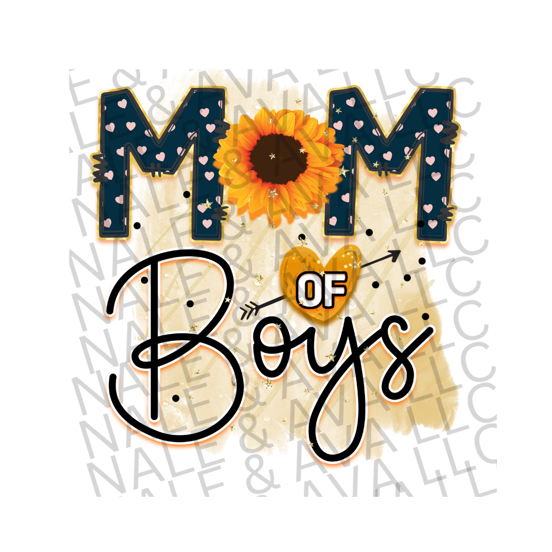 Mom of Boys DTF (direct to film) print front side