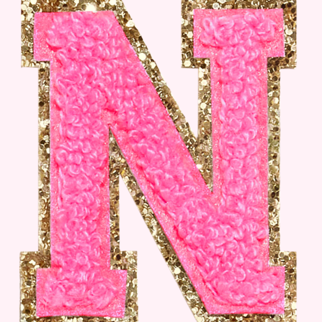 Pink Alphabet Chenille Hat Patch