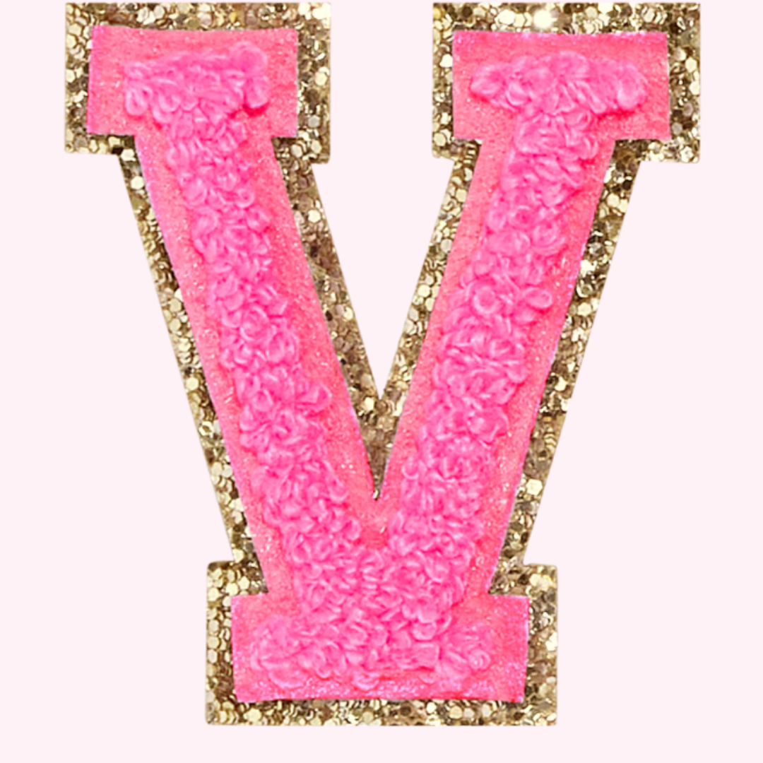 Pink Alphabet Chenille Hat Patch