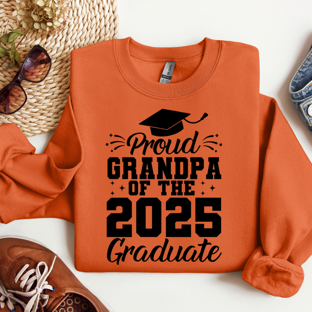 Proud Grandpa of the 2025 Graduate Screen Print Transfer on a tshirt