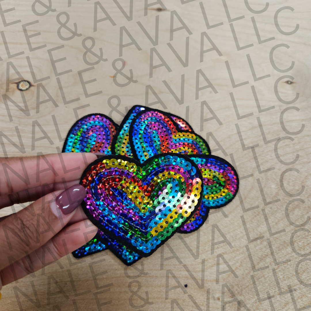 Sequin Heart Hat Patch (1 Patch)