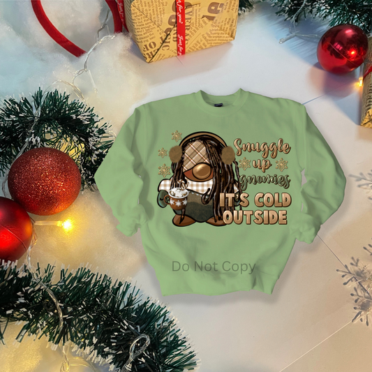 Snuggle Up Gnomies DTF Transfer ONLY - This is NOT a T Shirt
