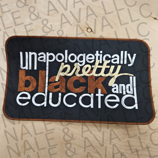 Pretty Black Educated Embroidered Patch front side