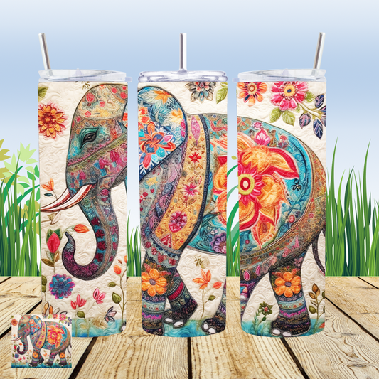 Embroidered Elephant 20oz Tumbler Sublimation Transfer ONLY - This is NOT a Tumbler