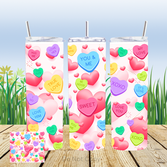 Valentine Hearts 20oz Tumbler Sublimation Transfer ONLY - This is NOT a Tumbler