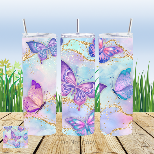 Whimsical Butterfly 20oz Tumbler Sublimation Transfer ONLY - This is NOT a Tumbler